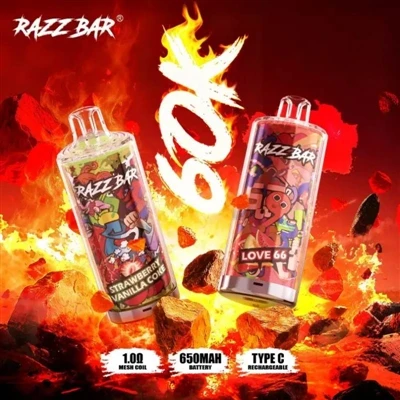 Електронна цигара Razz Bar 60000 за еднократна употреба|60 000 впръсквания, н...